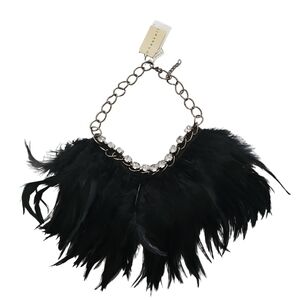 Miriam Haskell Black feather crystal necklace, NWT